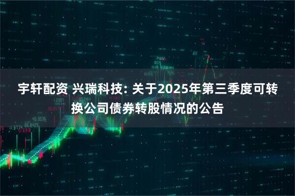 宇轩配资 兴瑞科技: 关于2025年第三季度可转换公司债券转股情况的公告